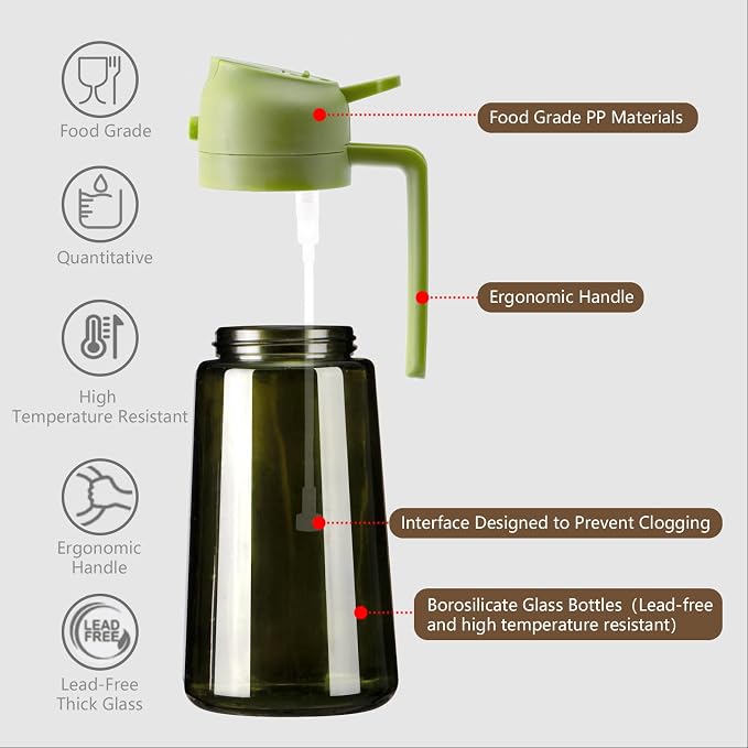 SWEET VIEW Olive Oil Dispenser and Oil Sprayer – 16oz/470ml Glass Light-Proof - Image 5