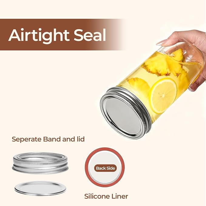 ComSaf 24 oz Mason Jars Wide Mouth 6 Pcs, Large Canning Jars - Image 3