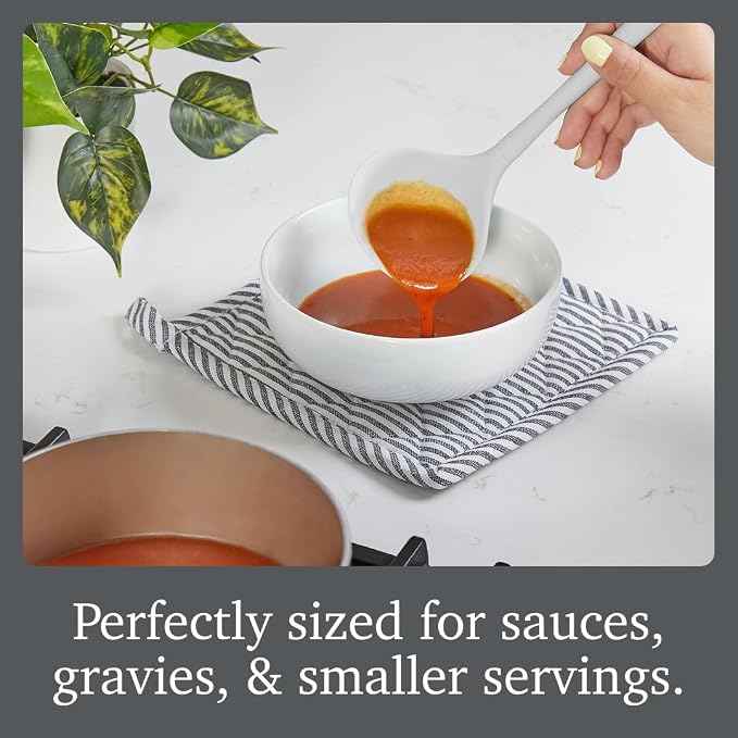 Tovolo Flex Core Small Silicone Ladle Oyster Gray Heat Safe Silicone Soup Ladle - Image 4