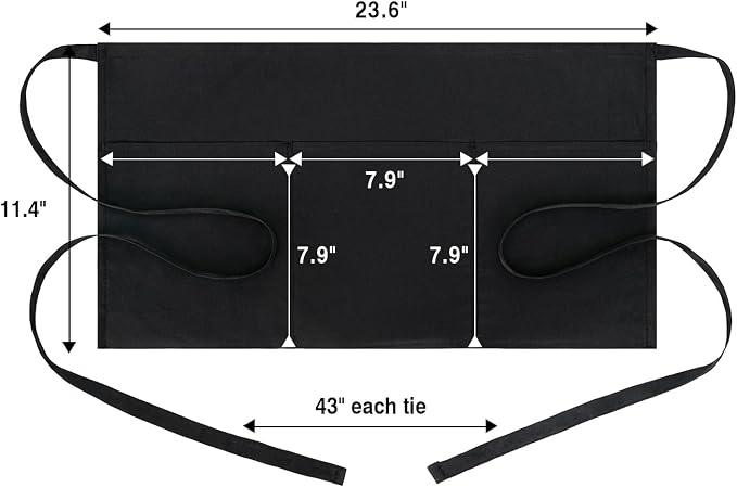 BOHARERS Cotton Server Aprons 3 Pack Waiter Waitress Apron Short Apron - Image 6