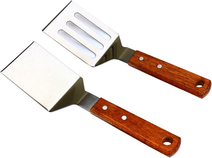 KLAQQED 2 PCS Metal Spatula for Cast Iron Skillet, Stainless Steel Grill by KLAQQEDBrand