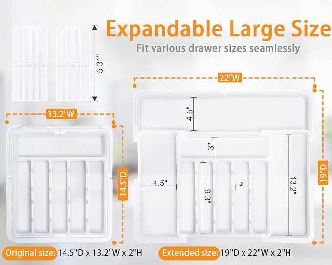 Homecor Silverware Organizer for Kitchen Drawer, Expandable Utensil Drawer - Image 2
