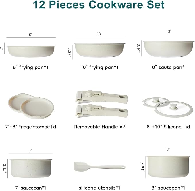 12 Pcs Pots and Pans Set, Non-Stick Pots and Pans Set, - Image 3