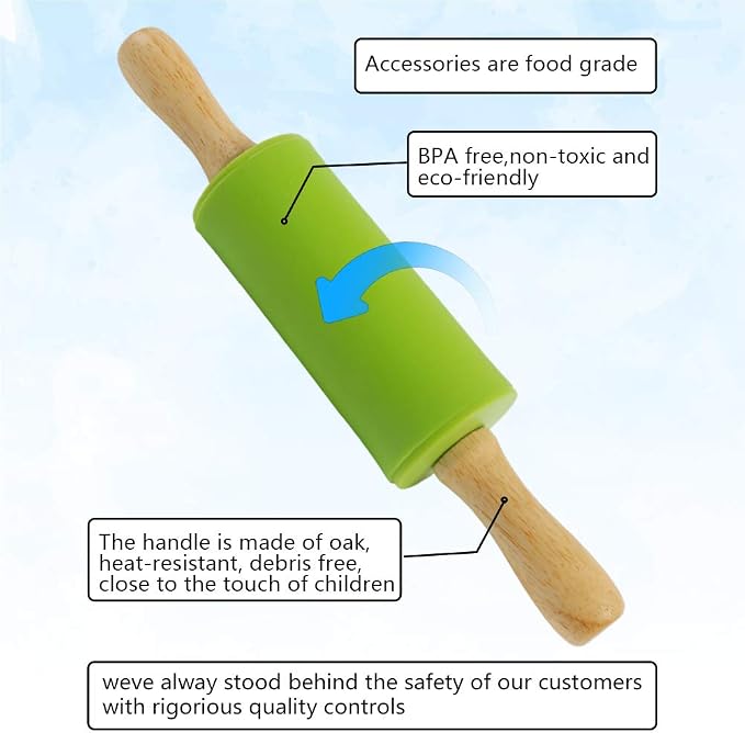 Koogel 2PCS Small Rolling Pin, 9 Inch Kids Rolling Pin - Image 2