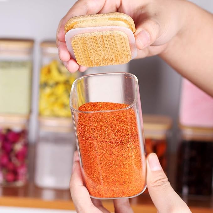 Tzerotone 10 Pcs Glass Spice Jars - 8oz Empty Square Spice Storage Containers - - Image 5