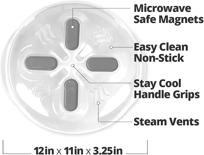 HOVER COVER Magnetic Splatter Cover, 12-Inch Clear BPA-Free Food Lid, Vented - Image 9