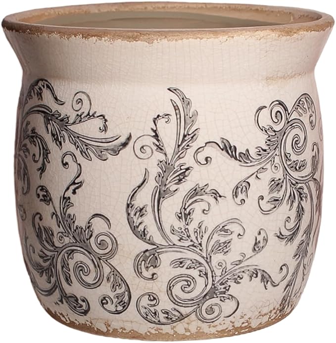 Rustic Ceramic Planter & Kitchen Utensil Holder, 6.21 Inch Vintage Crackle by XiaanJiaju