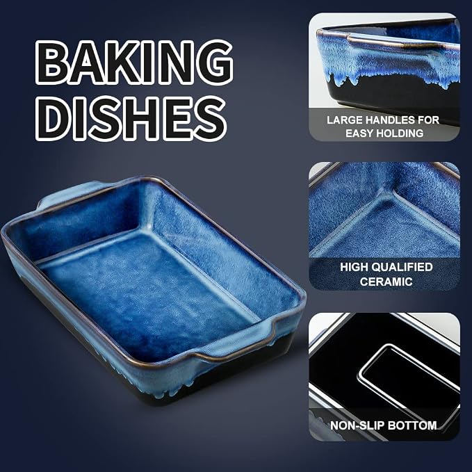 KOOV Bakeware Set, Ceramic Baking Dish, Rectangular Casserole Dish, Lasagna Pan - Image 2