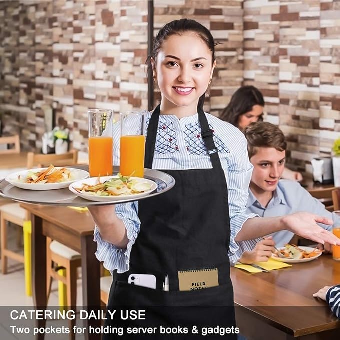Jubatus 2 Pack Bib Aprons with 2 Pockets Cooking Chef Kitchen Apron - Image 5