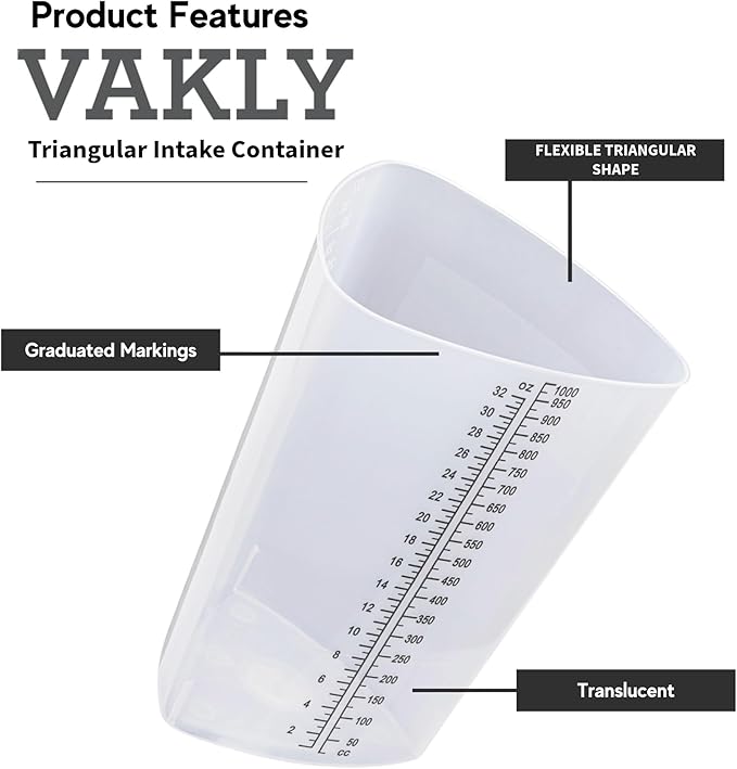 Vakly Graduated Intake Output Container 32 oz – Plastic Triangular Measuring - Image 2