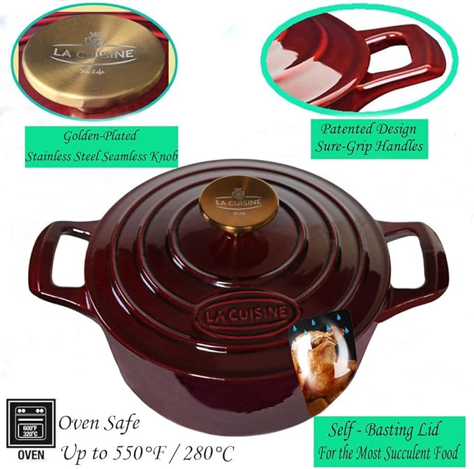 La Cuisine Enameled Cast Iron Dutch Oven Casserole Dish Pot - Image 3