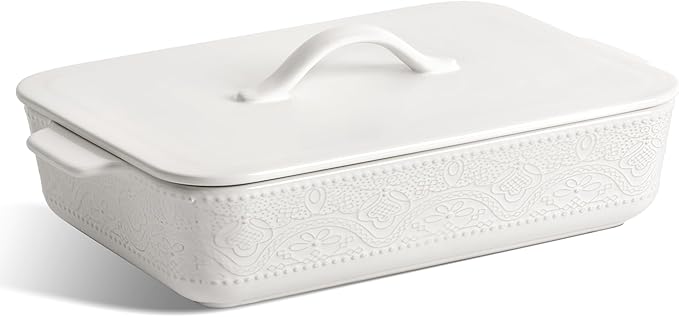 Casserole Dish with Lid, Ceramic 9x13 Casserole Dish by IntoYourHouseOntoYourTable