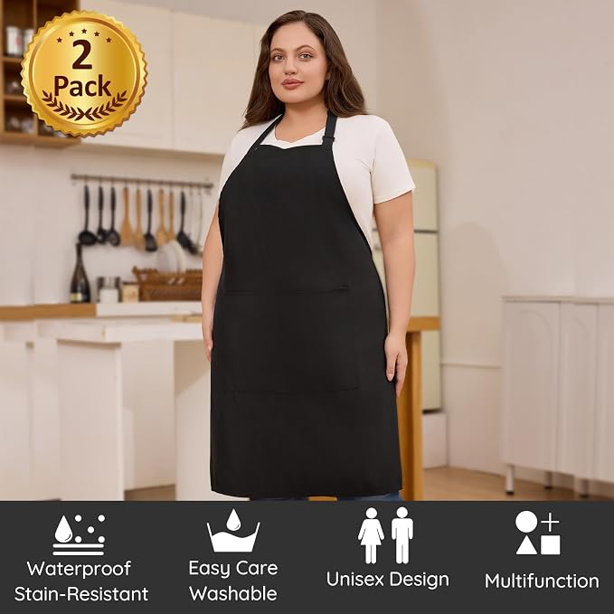 2 Pcs Plus Size Chef Apron, Unisex Professional Apron - Image 2