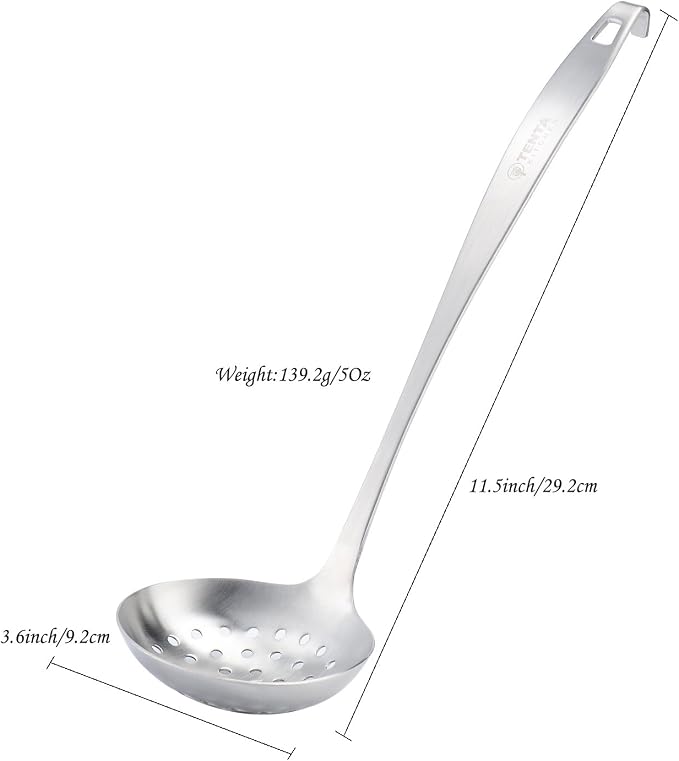 TENTA Kitchen Dia 9CM One Piece Stainless Steel Skimmer/Slotted Spoon/Strainer - Image 2