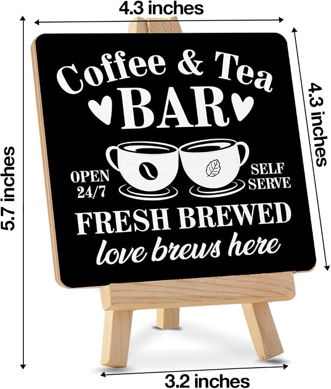 Coffee Tea Bar Decor, Coffee and Tea Bar Wood Sign - Image 2