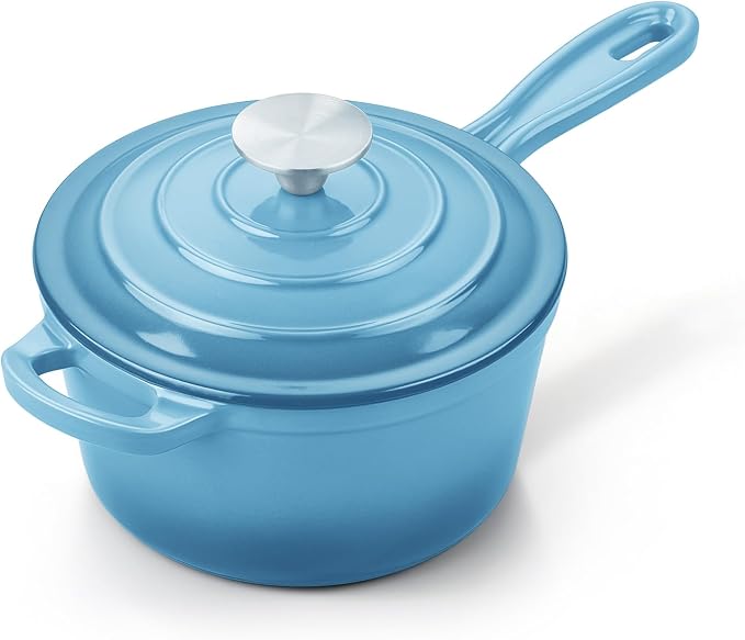 Homikit Small Cast Iron Pot, 2 QT Enameled Cast Iron Sauce Pan by Homikit