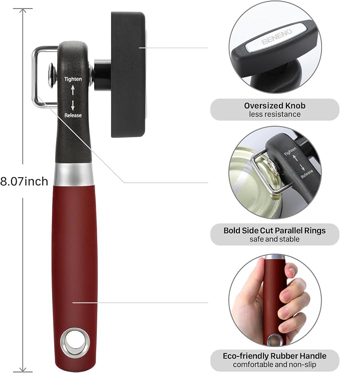 Beneno Can Opener, Manual Side Safe Cut Can Opener Smooth Edge - Image 2