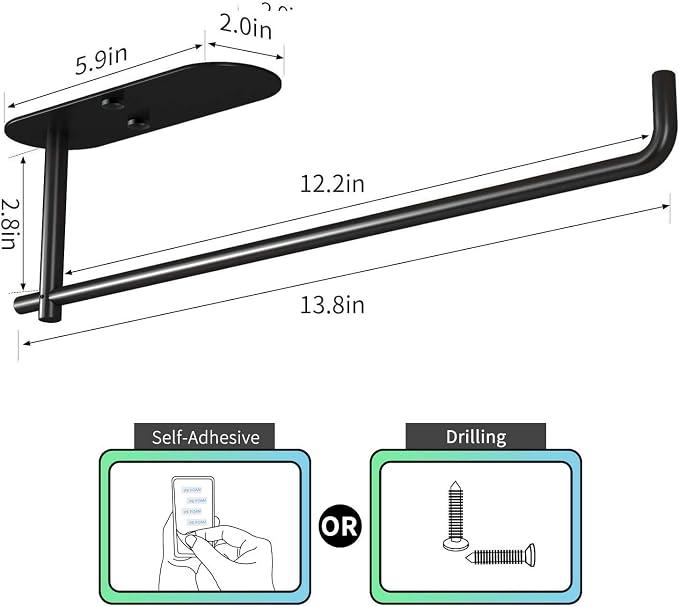 VAEHOLD Self Adhesive Paper Towel Holder Under Cabinet Mount, Wall Mounted - Image 3