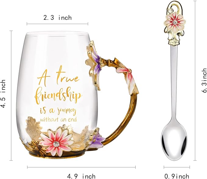 OEAGO Friendship Gifts for Women Best Tea Cup Friend Gifts for Women Flower - Image 2