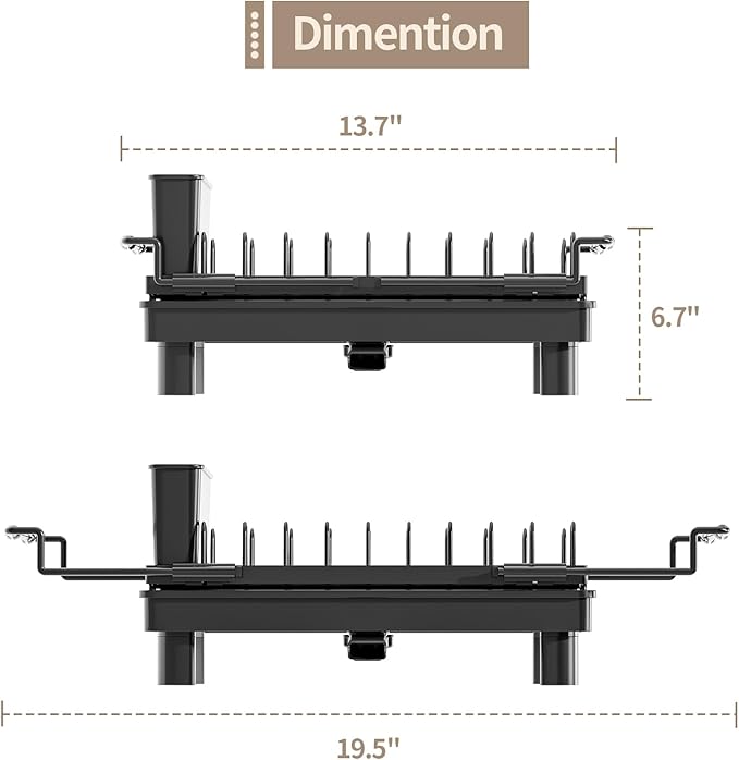 SanDream Dish Drying Rack, Small Over Sink Dish Drying Rack, Expandable Over - Image 3