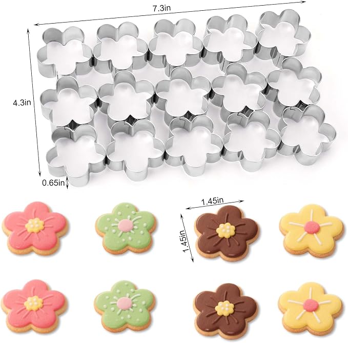 AIERSA Mini Flower Cookie Cutter, 15 Cavity Cracker Cutter, 1.4 Inch Small - Image 2