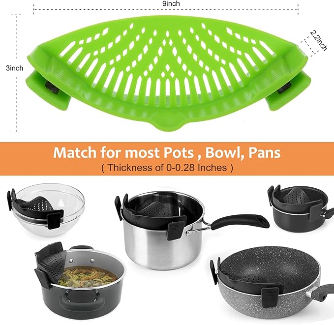 YEVIOR Clip on Strainer for Pots Pan Pasta Strainer, Silicone Food Strainer - Image 2