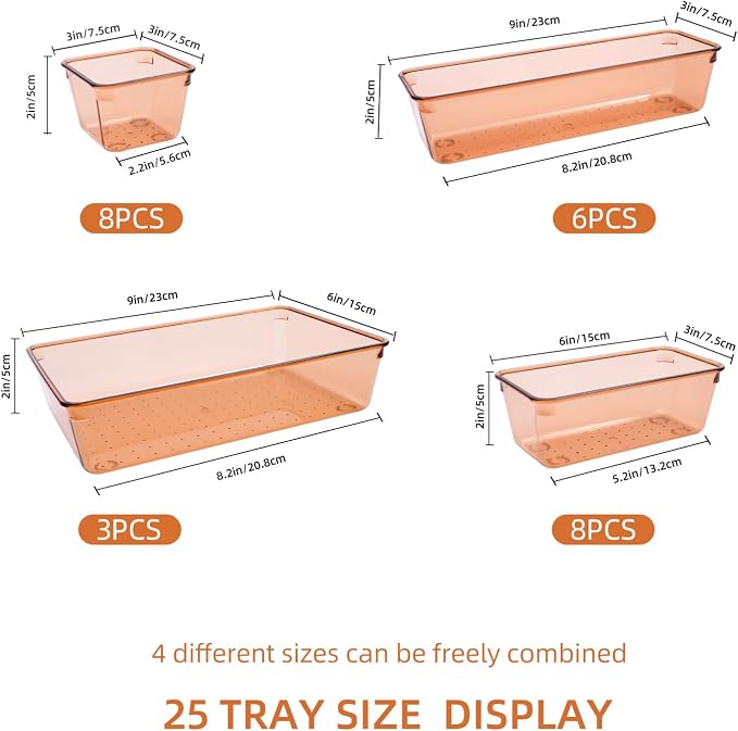 Coffee Acrylic Drawer Organizers Set Storage - Image 6