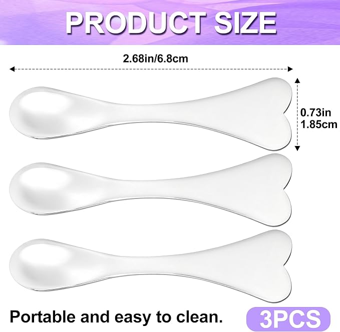 Pndeyo 3pcs Mini Stainless Steel Makeup Spatula, Reusable Cosmetic Cream - Image 2
