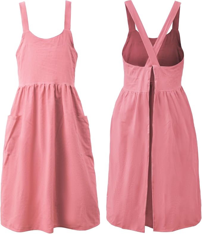 Uaussi Cotton Linen Apron Cross Back Work Apron by Uaussi