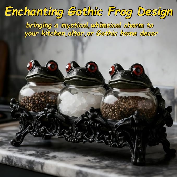 Witchy Frog Apothecary Spice Jars, Handcrafted Vintage Glass Storage Jars - Image 7