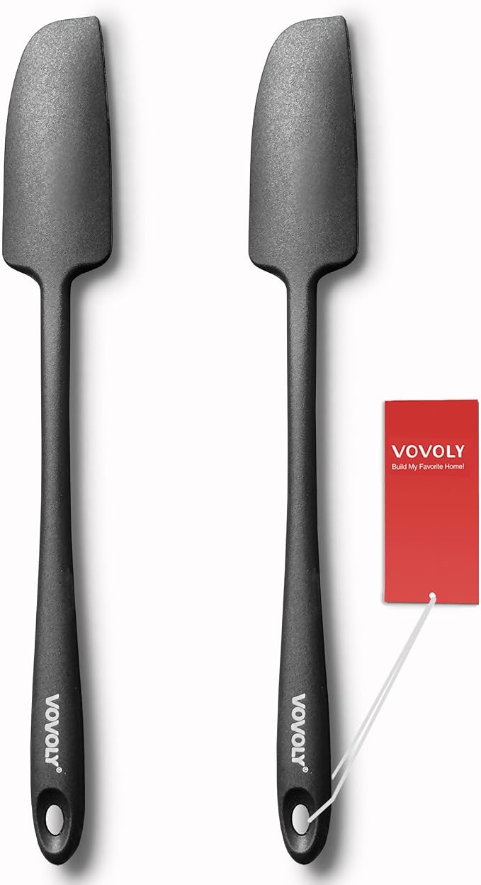 2-Pack Vovoly Silicone Jar Spatulas, Small Seamless Design Rubber Scraper by VOVOLY