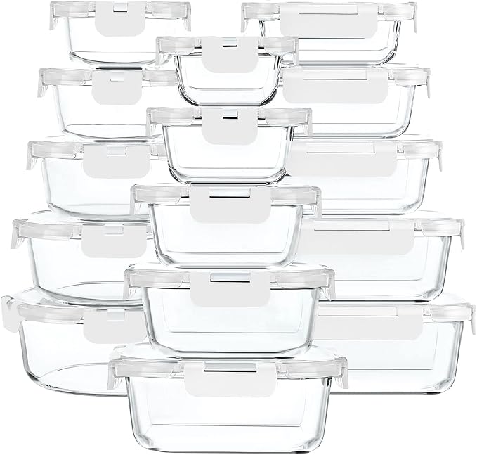 30 Pieces Glass Food Storage Containers by MMCIRCO