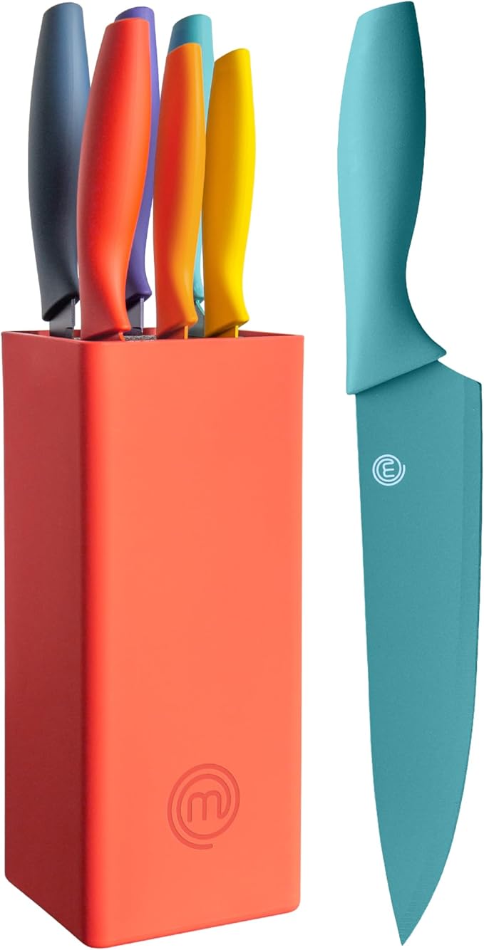 MasterChef Knife Block Set of 6 Kitchen Knives, Extra Sharp Stainless Steel by MasterChef