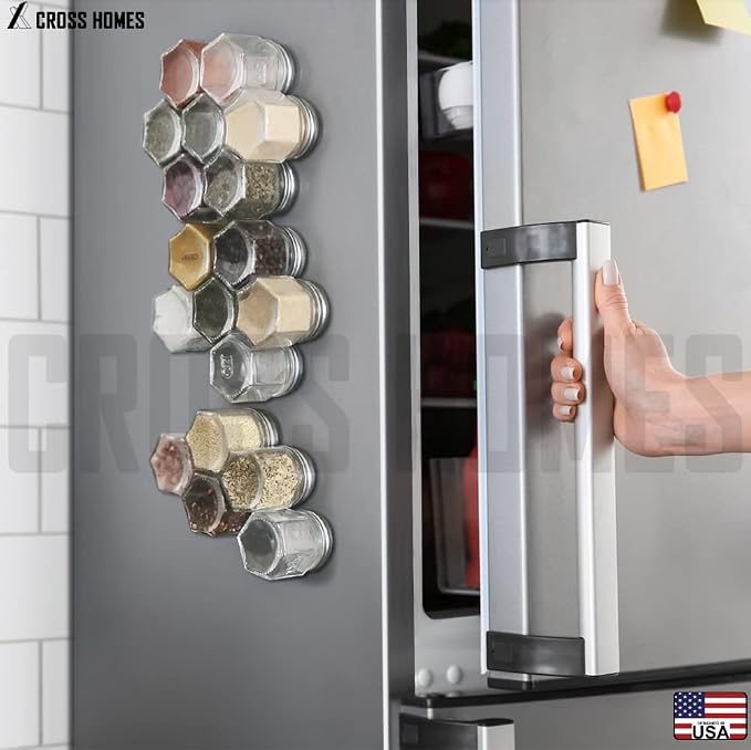 30 Set Magnetic Spice Jars for Refrigerator Hexagon Glass Spice Jars - Image 6