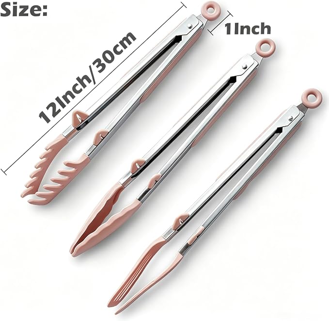 Tongs for Cooking, Food Grade Serving Tongs Set of 3 - Image 4