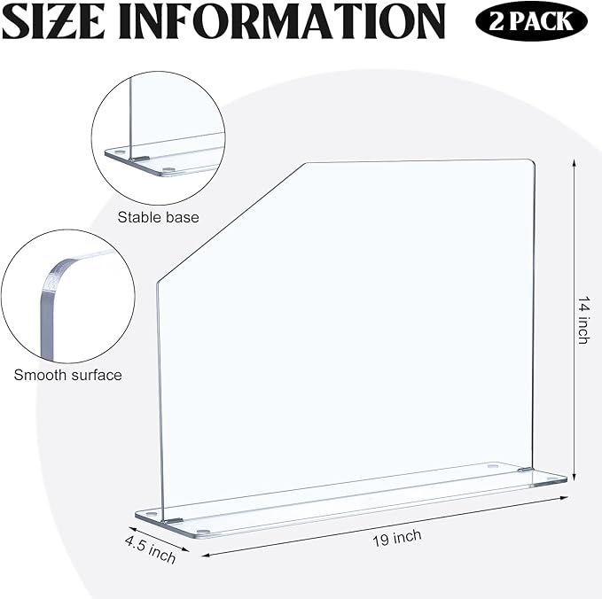 Vesici 2 Pcs Clear Acrylic Sink Splash Guard Freestanding Panel Barrier - Image 2