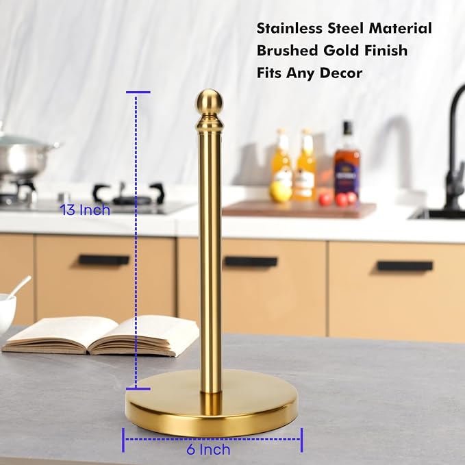 Gold Paper Towel Holder Countertop, Standing Paper Towel Roll Holder - Image 3