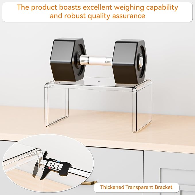 Yieach 2 Pack Acrylic Cabinet Organizer, 2 Tier Stackable Shelves - Image 4