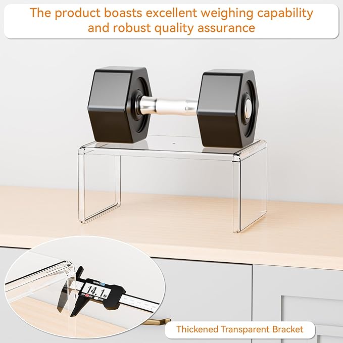Yieach 4 Pack Acrylic Cabinet Organizer, 2 Tier Stackable Shelves - Image 4