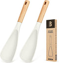 Cooking Spoon for Nonstick Cookwares, Wood Handle Spoon for Mixing, and Scrape by BADIANO