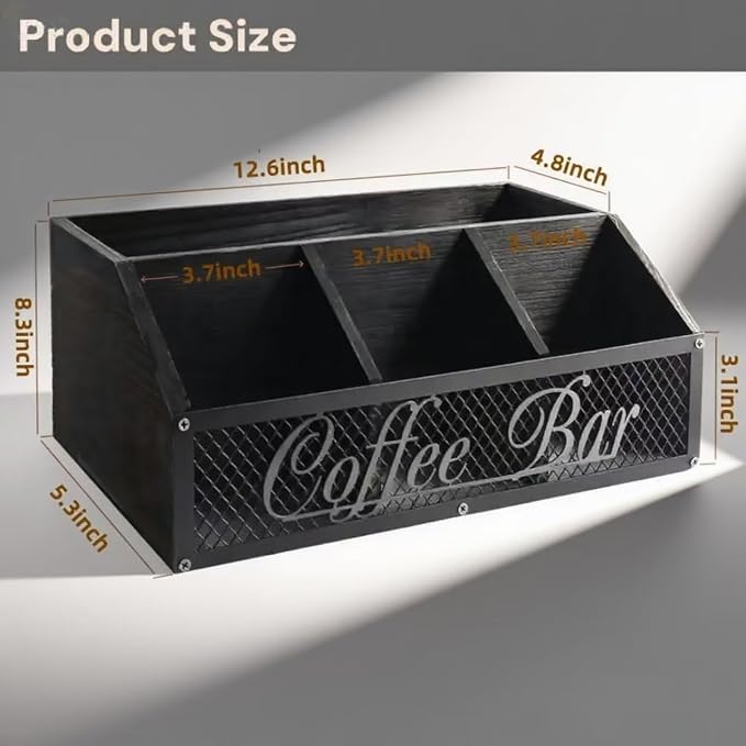 Coffee Station Organizer, Rustic Countertop Coffee Bar Accessories, 4 - Image 2