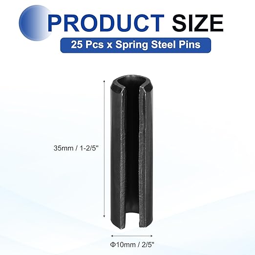 MECCANIXITY 25Pcs Slotted Split Roll Pins 2/5 Inch Dia. 1-2/5 Inch Length 65Mn - Image 2