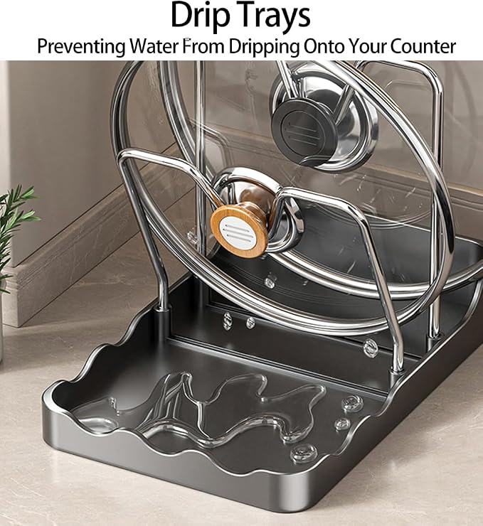 Pot lid Holder And Spoon Rest, 2 Layers Lid And Spoon Rest Pot Lid Organizer - Image 4
