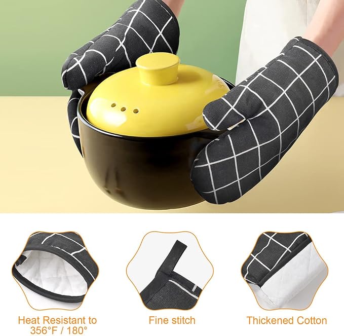 AUAUY Oven Mitts and Pot Holders 6PCS Set, 392°F Heat Resistant Cooking Gloves - Image 2