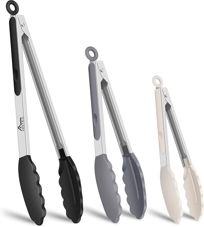 HOTEC Premium Stainless Steel Locking Kitchen Tongs by Hotec