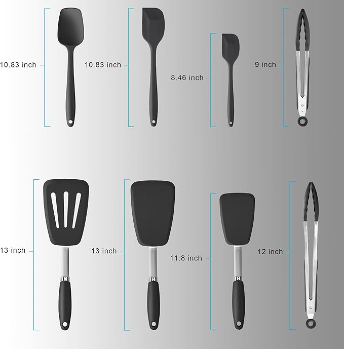 Silicone Spatulas Set Turners Tongs Cooking Utensils Set High Heat Resistant - Image 2