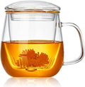 DOPUDO Glass Tea Cup with Infuser and Lid, 17.6oz/520ml Large Borosilicate by DOPUDO