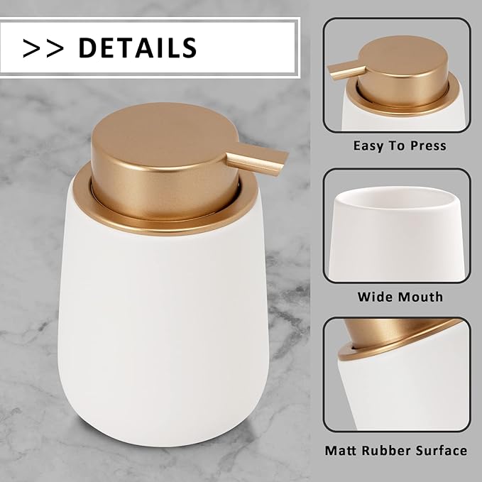 Soap Dispenser Ceramic with Easy-to-Press Pump Hand Lotion Liquid Dispenser - Image 9