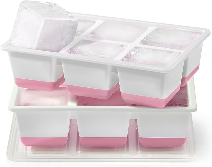 Large Ice Cube Trays 2 Pack, Easy Release 2.4" Super Big Ice Cubes, Stackable by Jrisbo