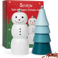 Christmas Salt and Pepper Grinder Set, Snowman & Tree Refillable Salt and by Setron